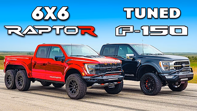 Видео: шестиколёсный суперпикап VelociRaptoR 6x6 свели в гонке с могучим Venom 775