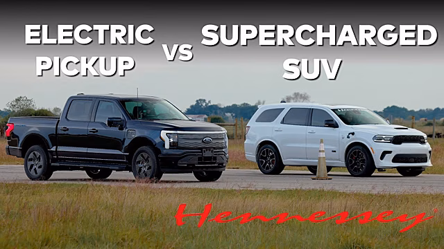Ателье Hennessey устроило гонку 1000-сильного Dodge Durango и электропикапа Ford F-150