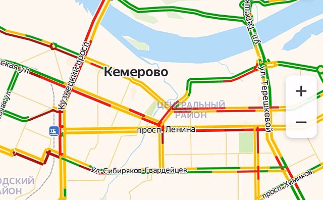 10-балльные пробки снова парализовали движение в Кемерове