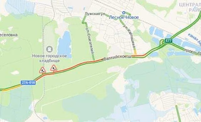 Балтийское шоссе днём в среду встало в четырёхкилометровой пробке