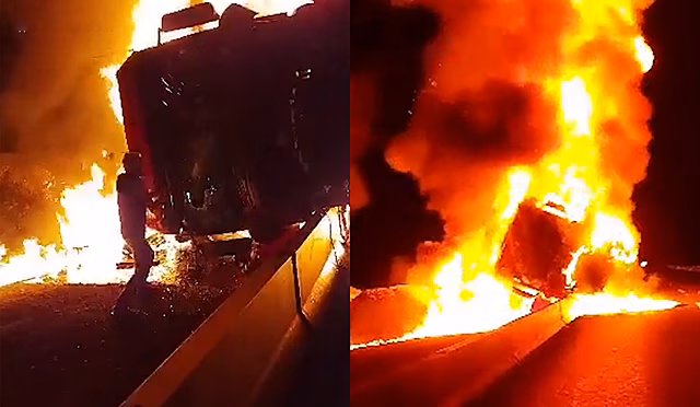 Житель Тюмени спас водителя горящей фуры возле Богандинского. ВИДЕО