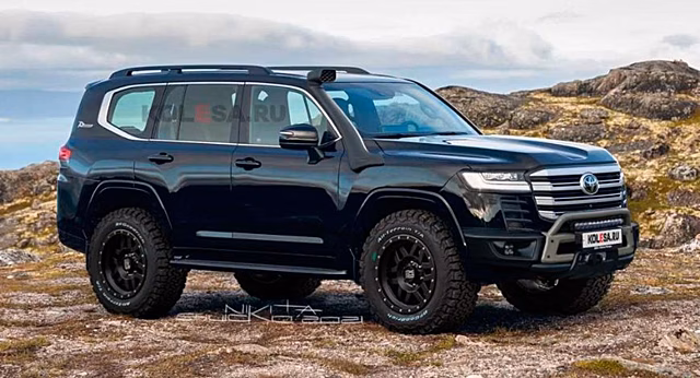Автомобиль Toyota Land Cruiser 300 показан на рендерах во внедорожном тюнинге