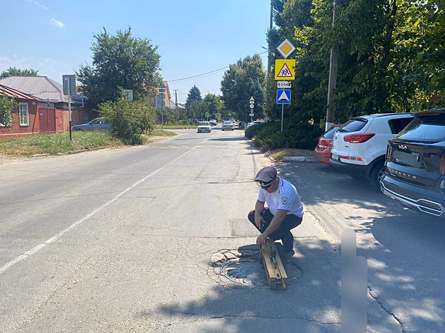 В Армавире при проверке школ автоинспекторы нашли неправильную «зебру» и закрытый ветками светофор