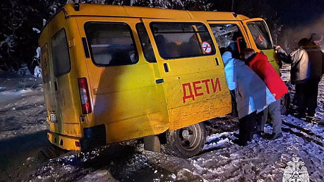 Школьный микроавтобус столкнулся с машиной в Удмуртии, пострадали 14 человек