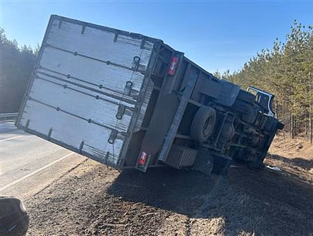 Под Сызранью пострадал водитель опрокинувшегося в кювет грузовика
