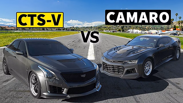 Видео: дуэль доработанного суперседана Cadillac CTS-V и 1000-сильного Chevrolet Camaro SS