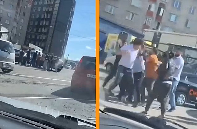 Массовая драка из-за ДТП на Гусинобродском шоссе попала на видео