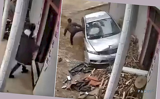 Женщина чудом не угодила под автомобиль на пороге своего жилища