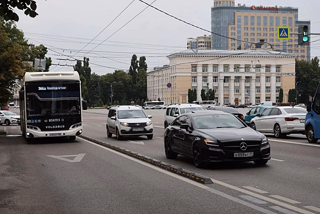 В Воронеже на улице Плехановской установили первые делиниаторы для метробуса