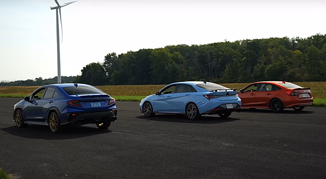 Видео: Hyundai Elantra N и Honda Civic Si против Subaru WRX