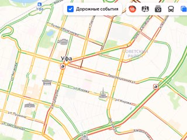 Уфа снова встала в 10-балльных пробках