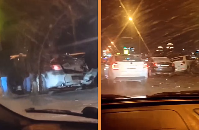На мосту в Новосибирске столкнулись шесть автомобилей