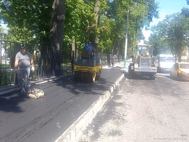 В Пензе завершают ремонт дороги на ул. Лермонтова
