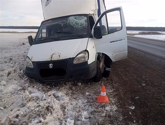 Под Самарой в лобовое стекло "Газели" прилетела глыба льда с другой машины