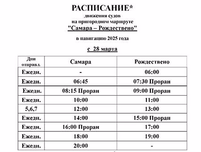 С 28 марта меняется расписание на маршруте "Самара - Рождествено"
