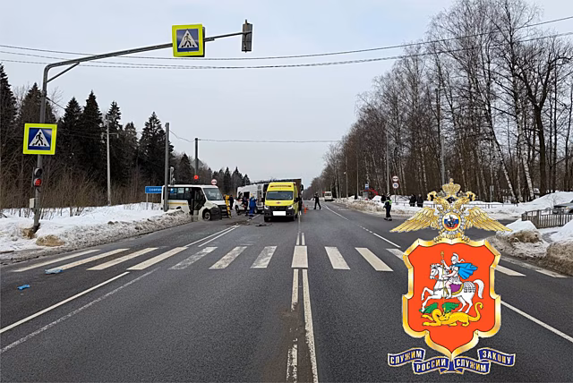 Под Москвой столкнулись маршрутка и грузовик