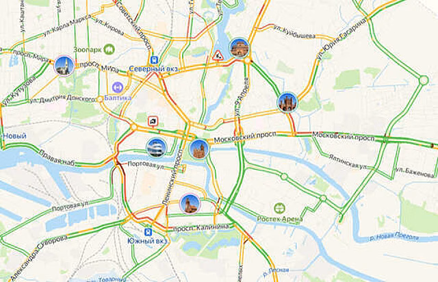 Одна авария: карта пробок в Калининграде на утро четверга