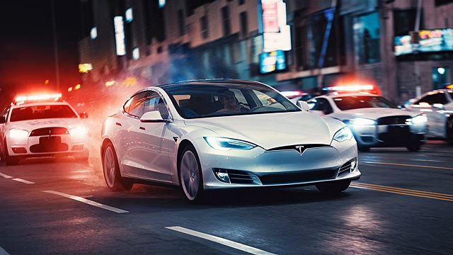 Автоугонщики пытались сбежать от полиции на Tesla Model S, но не смогли из-за разрядившейся батареи