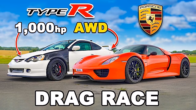 Видео: дуэль тюнинговой Honda Integra и супергибрида Porsche 918 Spyder