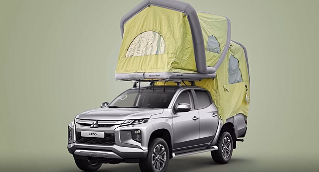 Mitsubishi продает этот потрясающий надувной кемпер для грузовиков в Германии