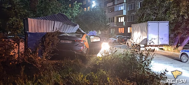 В Новосибирске машина «Делимобиля» с московскими номерами припарковалась в мусорный контейнер