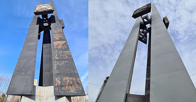 В Новосибирске отремонтировали стелу "Штыки" в Кировском районе