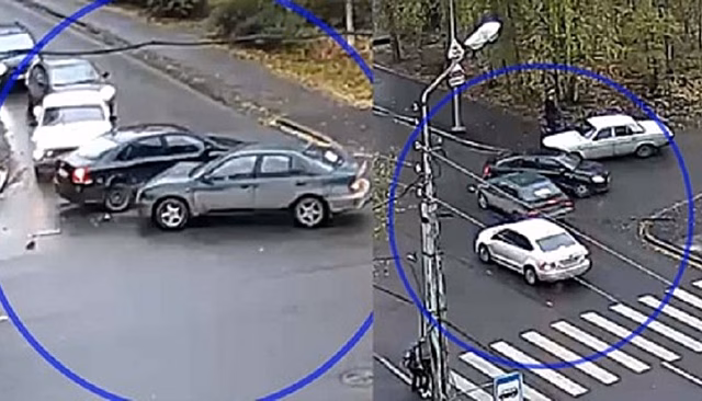 Три автомобиля столкнулись на улице Калинина в Петрозаводске