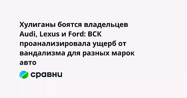 Хулиганы боятся владельцев Audi, Lexus и Ford: ВСК проанализировала ущерб от вандализма для разных марок авто