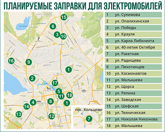 В Екатеринбурге запустят 18 зарядных станций для электромобилей