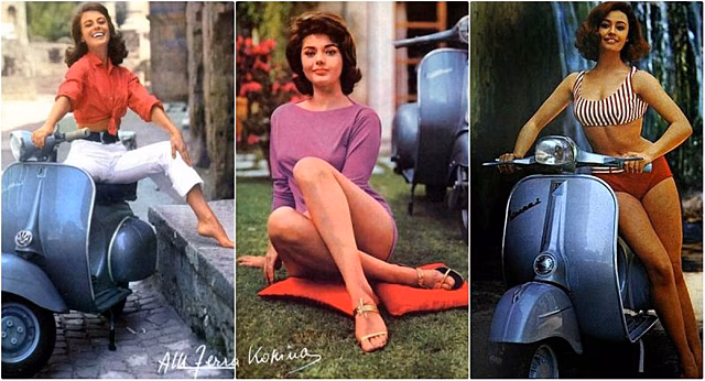 Заводи мотор! Известные красотки 60-х годов со скутером Vespa