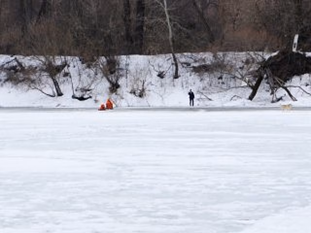 В Уфе спасатели вытащили провалившуюся под лед собаку