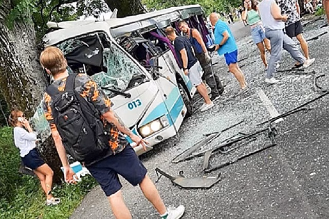 Рейсовый автобус врезался в дерево под Калининградом