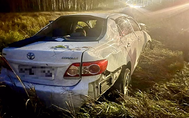 В Рязани столкнувшиеся на Южной окружной Toyota и Mazda улетели в кювет