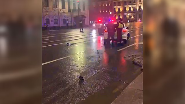 В Петербурге машина на огромной скорости сбила двух человек на пешеходном переходе