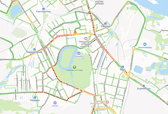 Пробки в 9 баллов наблюдались в Нижнем Новгороде утром 20 февраля