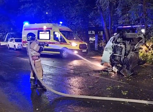В Благовещенске пьяный автомобилист въехал в дерево и перевернулся