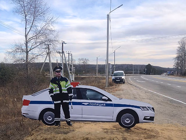 В Амурской области на аварийных участках дорог поставили муляжи полицейских