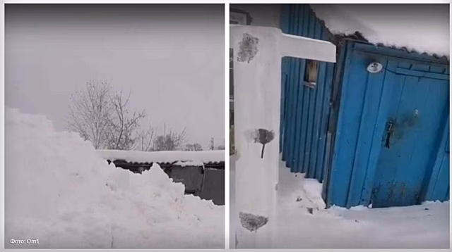 Дом пенсионеров-сибиряков оказался под снежным завалом после работы трактора