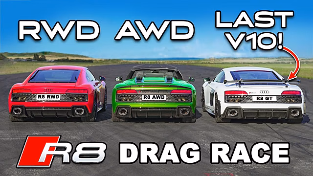 Видео: лимитированная Audi R8 GT против полноприводной и заднеприводной версий суперкара