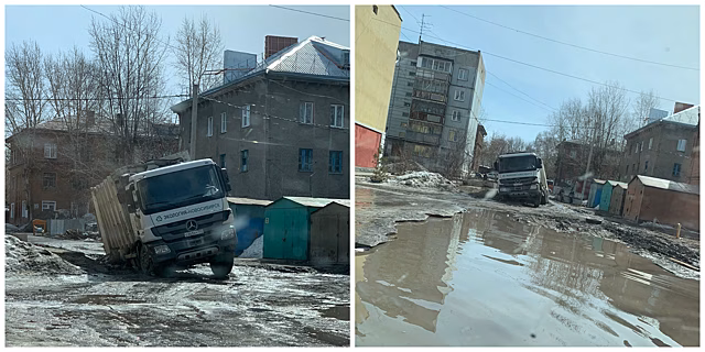Мусоровоз провалился под землю на территории Военного городка