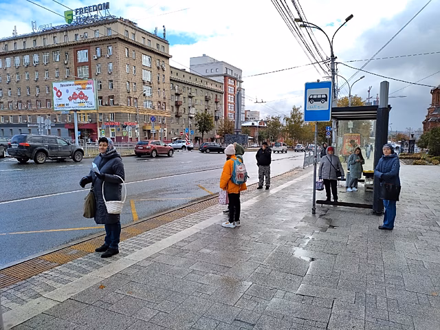 В Новосибирске женщина попала в больницу после падения на остановке из автобуса № 29