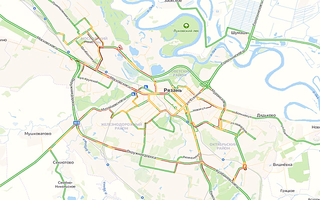 Вечером 28 апреля Рязань встала в 10-балльных пробках