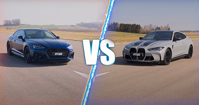 Гонщик устроил дуэль Audi RS 5 и BMW M4 Competition