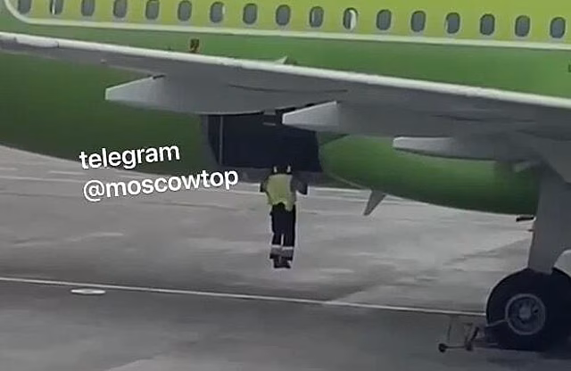 В Домодедове спортивный сотрудник воспользовался самолетом в качестве турника