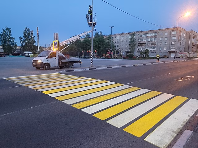 В Карелии появился первый проекционный световой пешеходный переход