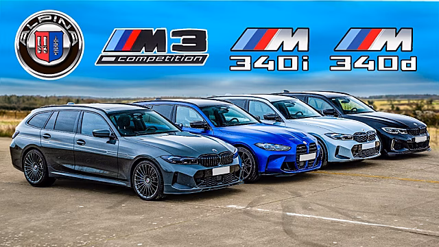 Видео: сразу четыре разных универсала BMW 3-Series сошлись в гонке по прямой