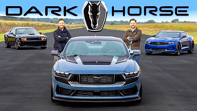 Битва масл-каров: Ford Mustang Dark Horse устроил гонку с Chevrolet Camaro и Dodge Challenger