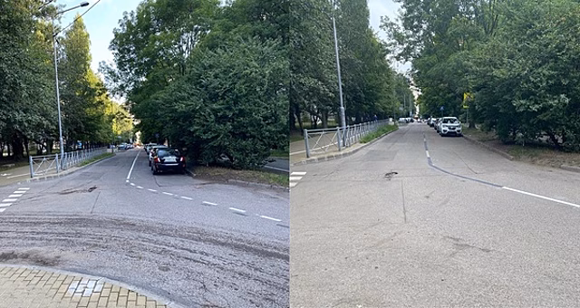 В Калининграде на Грига частично закрасили разметку, чтобы местные могли парковаться