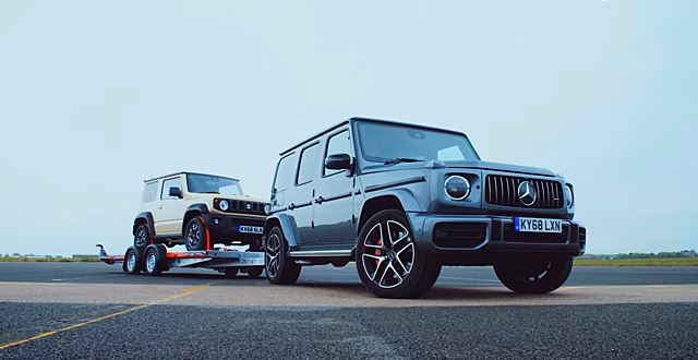 Посмотрите на гонку Suzuki Jimny против Mercedes-AMG G 63