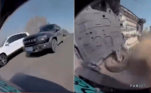 Автовладелец завалил легковушку, пытаясь протиснуться между автомобилей
